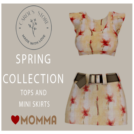 Top and Mini Skirt Flowers Orange