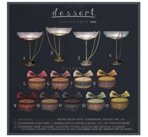 1){anc}  Dessert. / champagne glass[amber] RARE