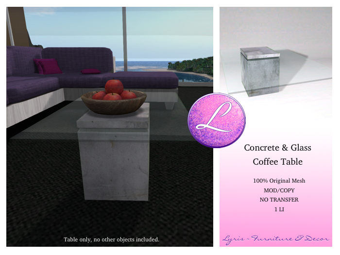 Lyris ~ Concrete & Glass Coffee Table