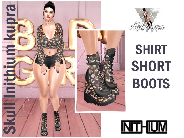 Akbarma Store - Skull Inithium kupra Boots Shirt Short{Add Me}