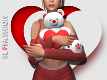 Mini Teddy Bear with Love Heart  White - Love You / Animation