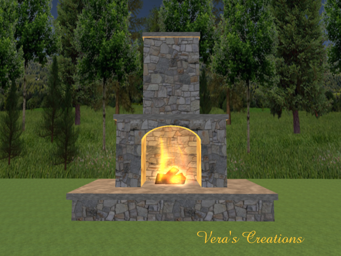 VC Outdoor Fireplace Stone Grey