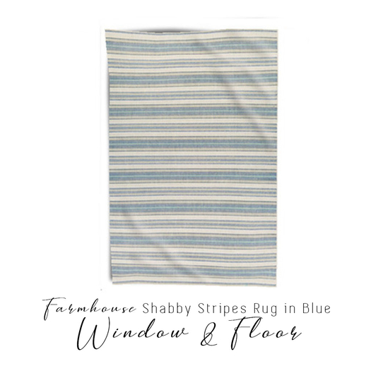 Farmhouse Shabby Stripes Rug in Blue