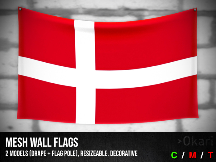 Denmark wall flags (wall flag pole and drape)