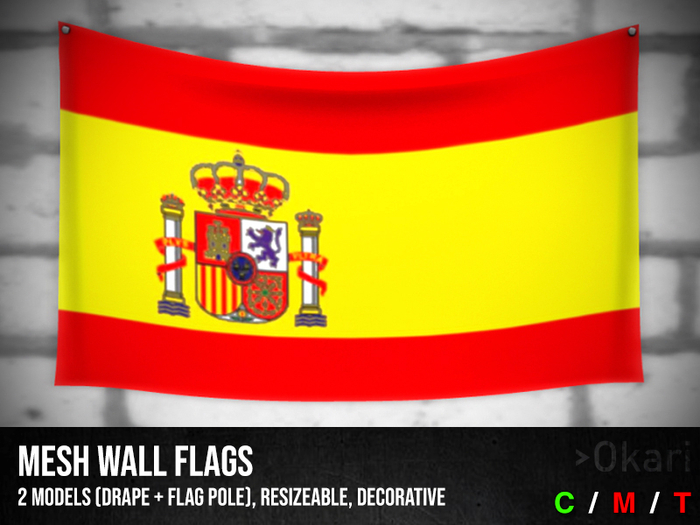 Spain wall flags (wall flag pole and drape)