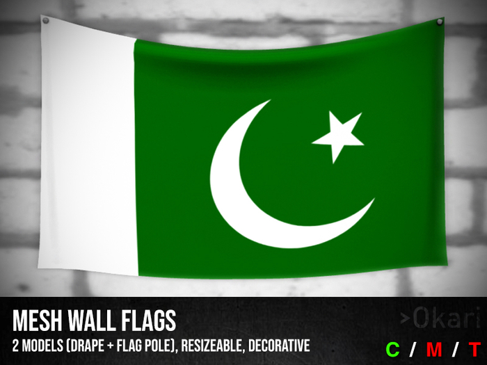 Pakistan wall flags (wall flag pole and drape)