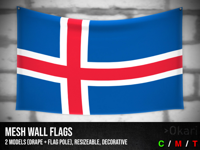 Iceland wall flags (wall flag pole and drape)