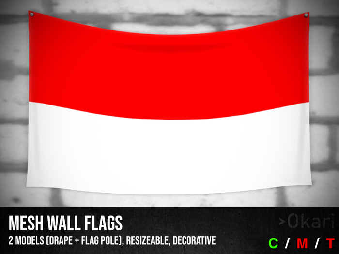 Indonesia wall flags (wall flag pole and drape)