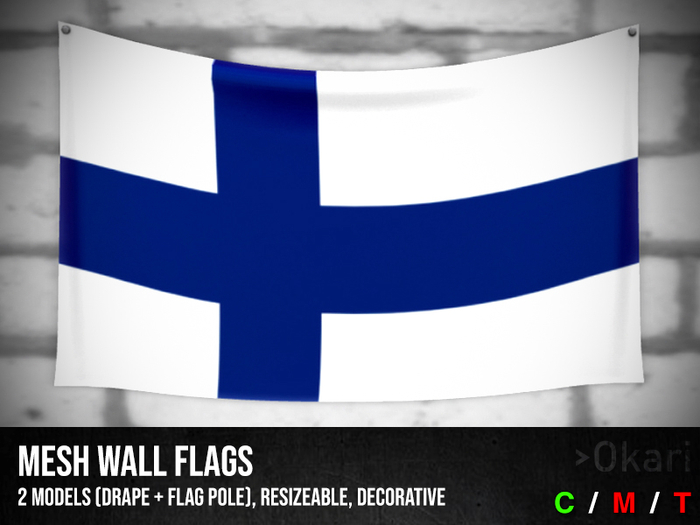 Finland wall flags (wall flag pole and drape)