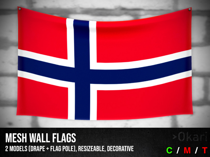 Norway wall flags (wall flag pole and drape)