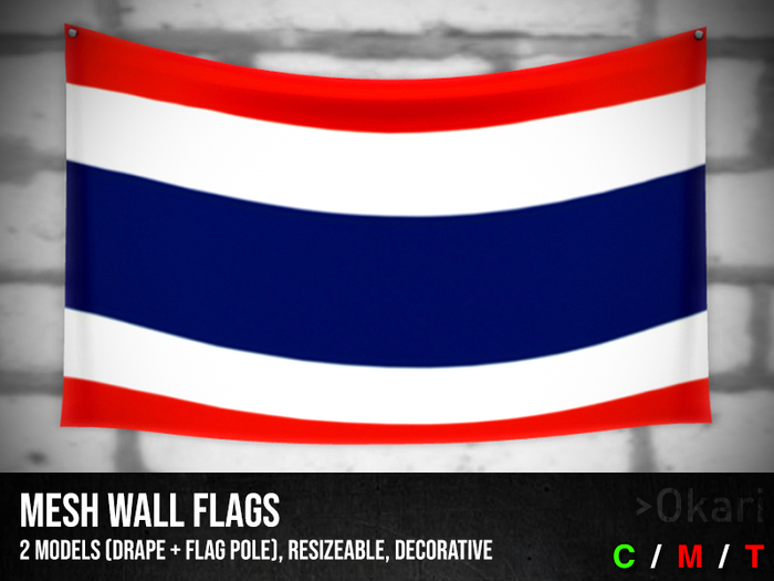 Thailand wall flags (wall flag pole and drape)