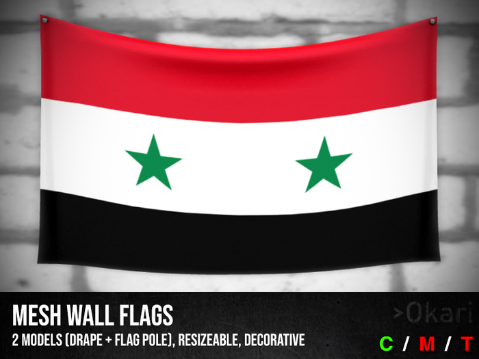 Syria wall flags (wall flag pole and drape)