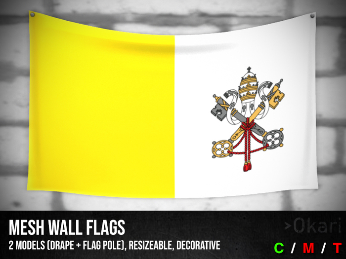 Vatican wall flags (wall flag pole and drape)