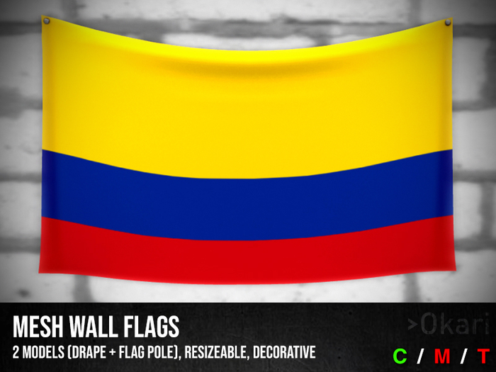 Colombia wall flags (wall flag pole and drape)