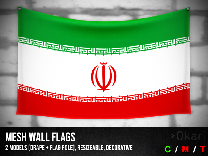 Iran wall flags (wall flag pole and drape)
