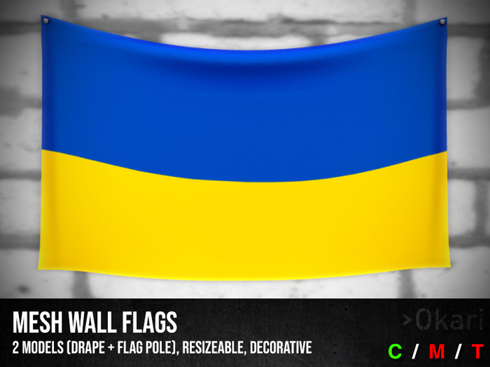 Ukraine wall flags (wall flag pole and drape)