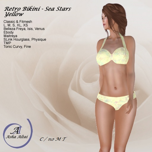 AA - Retro Bikini - Sea Stars - Yellow