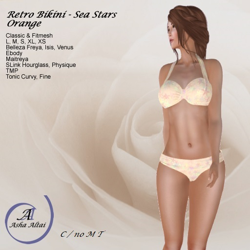 AA - Retro Bikini - Sea Stars - Orange