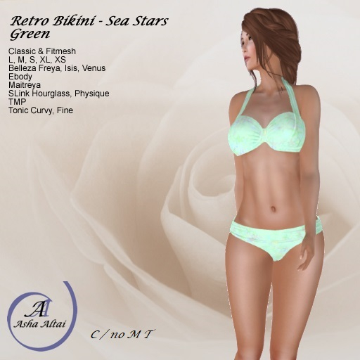 AA - Retro Bikini - Sea Stars - Green