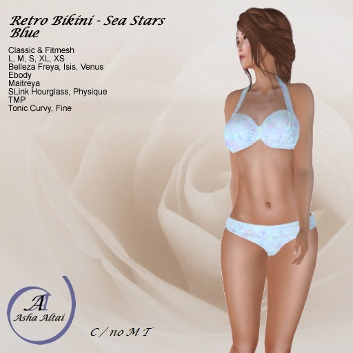 AA - Retro Bikini - Sea Stars - Blue