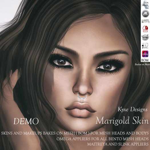 * Kyxe Designs * Realistic Women Skins Marigold with all the BOM (Backes on Mesh) Compatible Omega Appliers Includ Demo