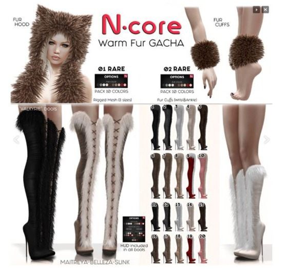 20. N-core VALKYRIE Fur Boots (Knee) PINK