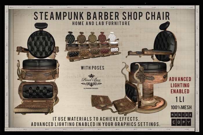 PIXEL BOX - Steampunk Barber Chair with poses
