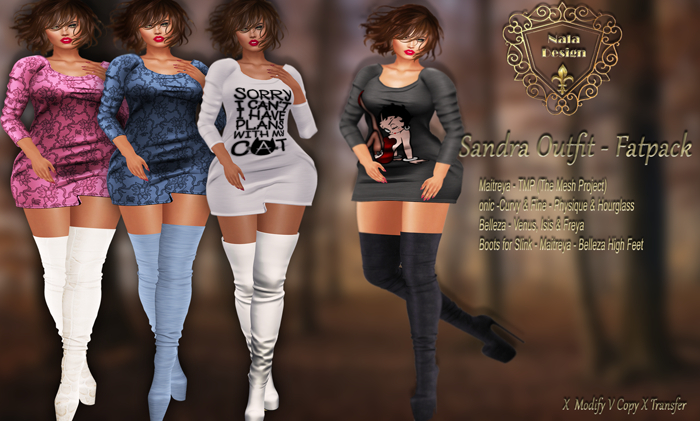 Nala Design - Sandra Outfit Fatpack - Mesh Bodies