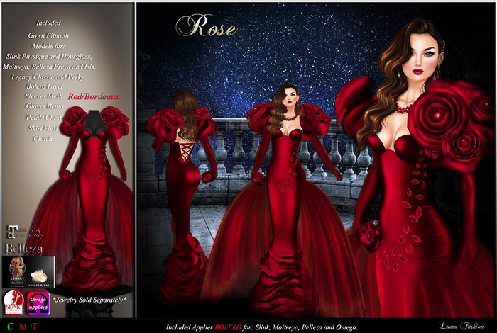 -Lamu Fashion-Gown *Rose* Red/Bordeaux