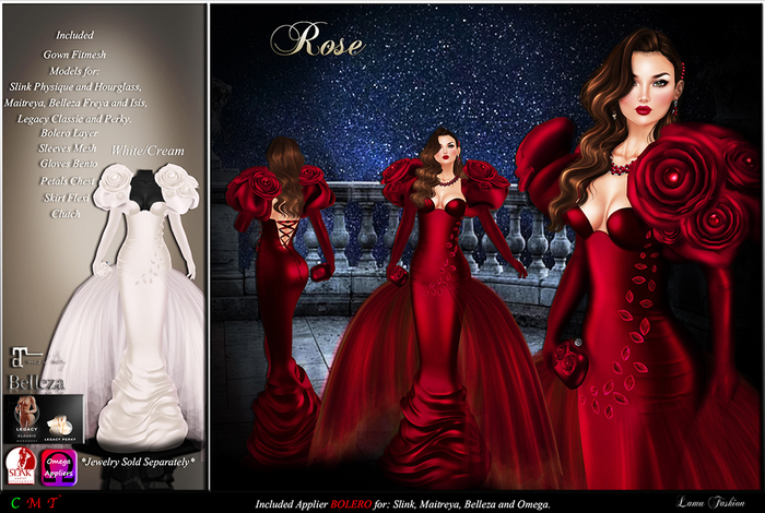 -Lamu Fashion-Gown *Rose* White/Cream