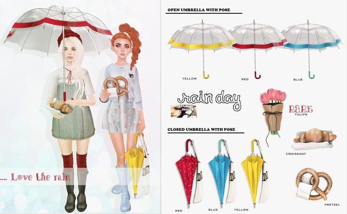 *May's Soul* Rain Day. Open umbrella blue