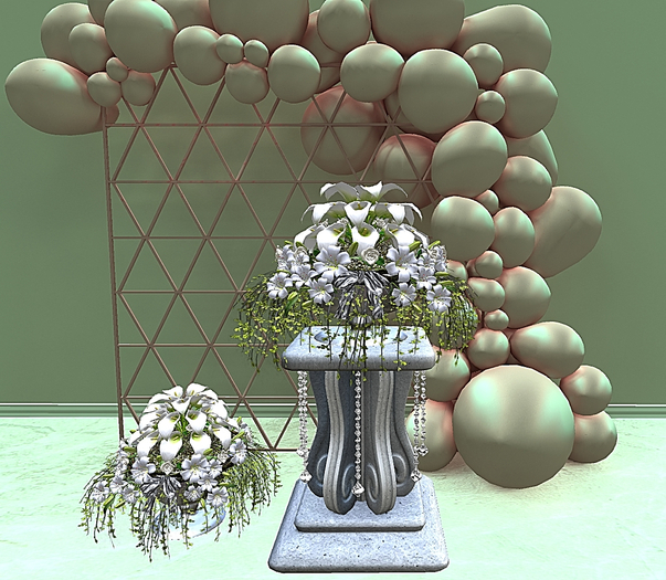 CJ Royal Pedestal silver with white Calla+Lily 2er Set