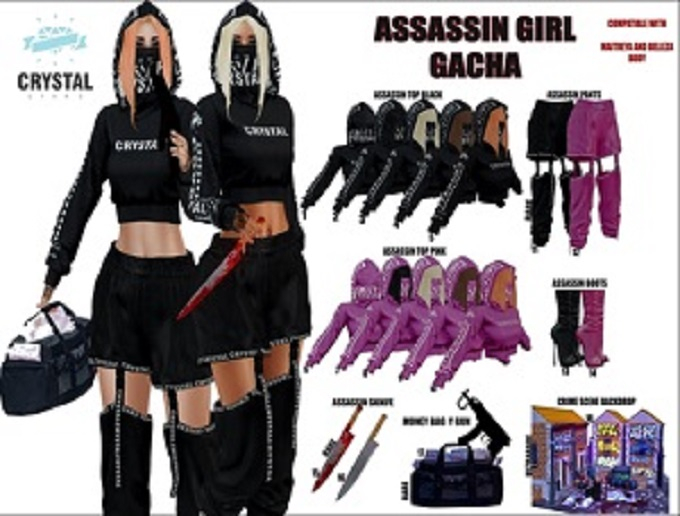 .::Crystal ::. 1 Assassin Crop Suit Top- No Hair - COMMON