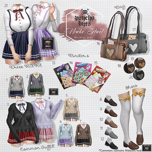 7 .{PSYCHO:Byts}. Naoko School - Common Outfit Black BOX MAITREYA + HUD