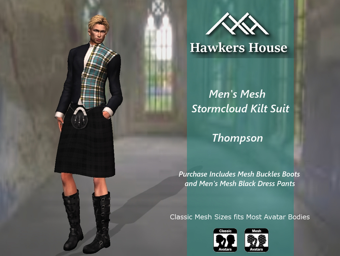 *HH* Men's Mesh Stormcloud Kilt Suit Thompson