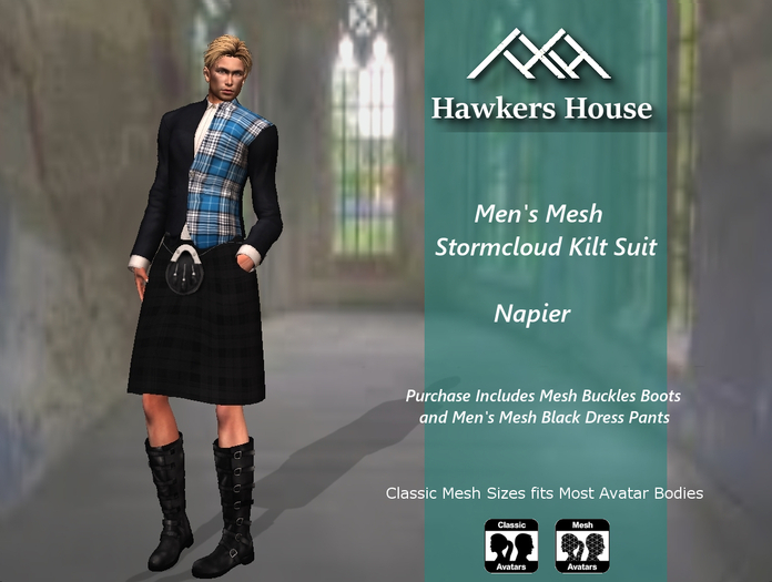 *HH* Men's Mesh Stormcloud Kilt Suit Napier