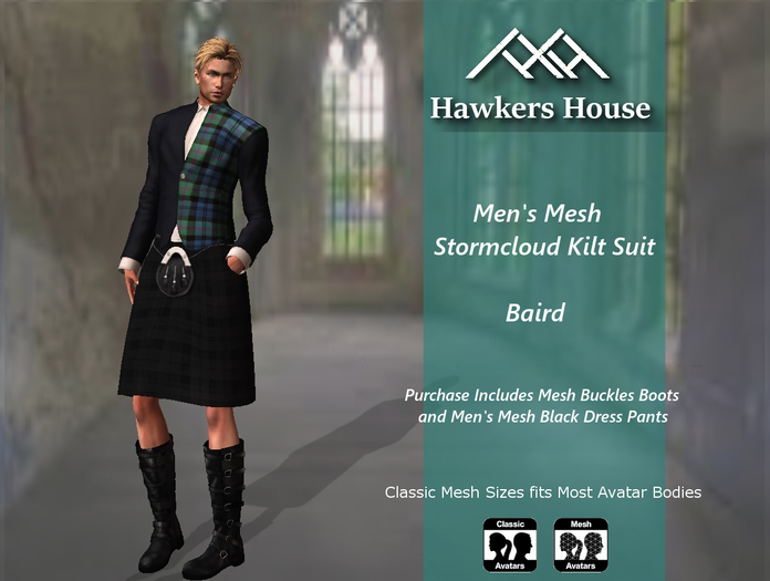 *HH* Men's Mesh Stormcloud Kilt Suit Baird