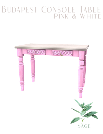 Sage - Budapest Console Table Pink & White