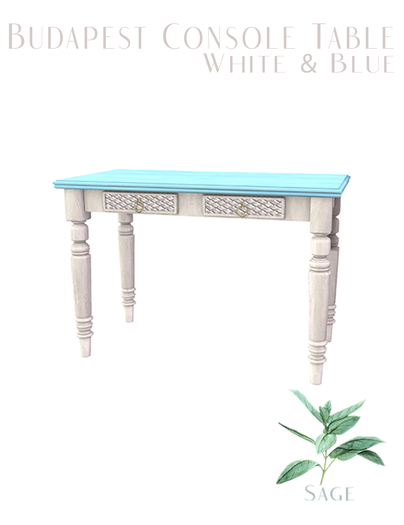 Sage - Budapest Console Table White & Blue