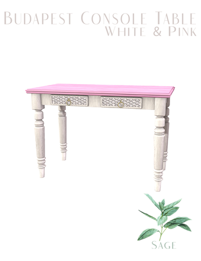 Sage - Budapest Console Table White & Pink