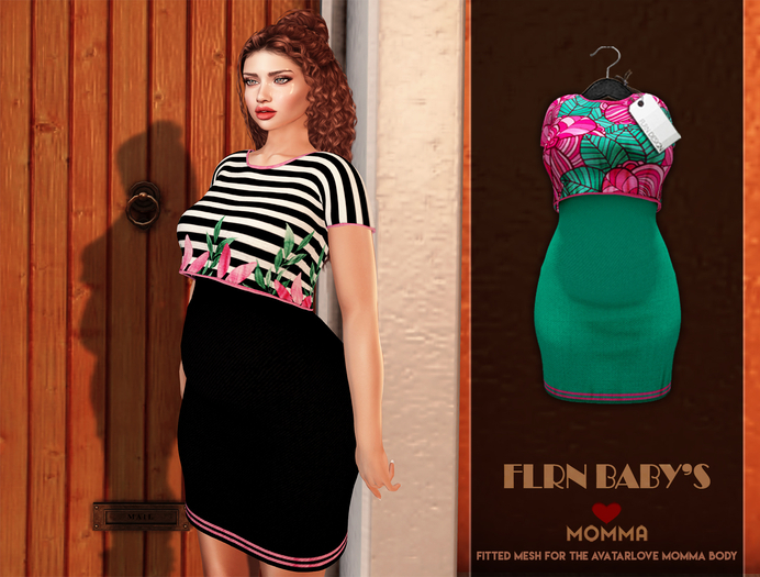 [FLRN DESIGN] - MOMMA DRESS PATTERN GREEN