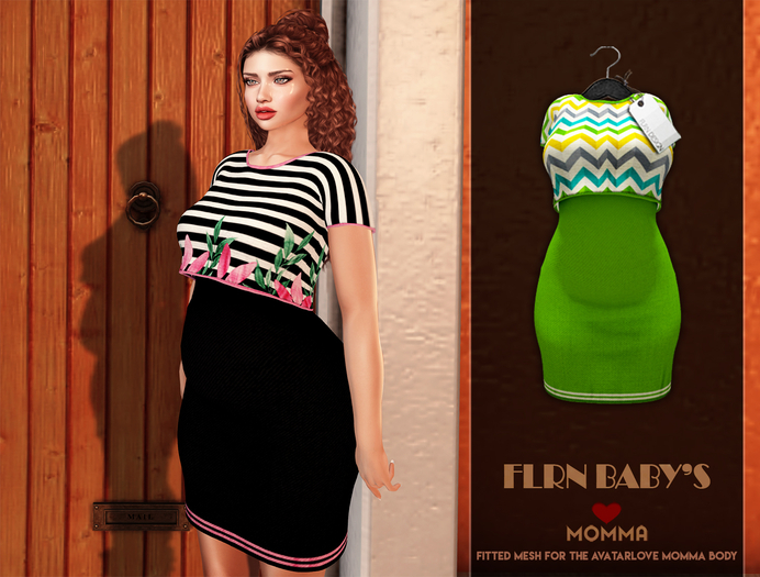 [FLRN DESIGN] - MOMMA DRESS PATTERN VIVIDGREEN