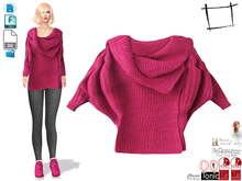 Dae Obj FBX For Knitted Cowl Neck Batwing Jumper Cardigan Slink, Maitreya, Belleza, Tonic, Legacy