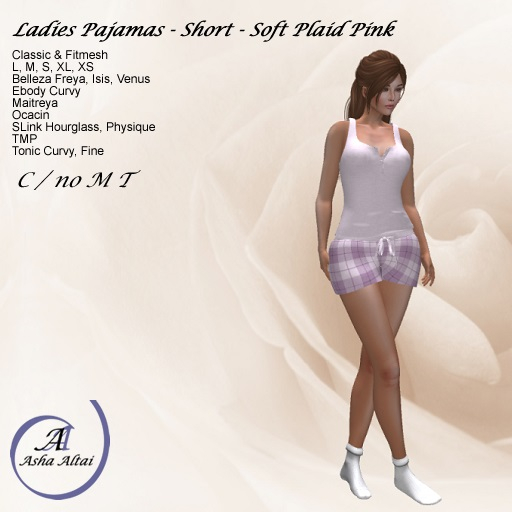 AA - Ladies PJs short set - Soft Plaid - Pink