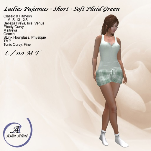 AA - Ladies PJs short set - Soft Plaid - Green