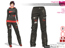 Dae, Obj, FBX, And Texture Files Two Zipper Buckle Jeans Punk Pants Maitreya Slink Belleza Tonic Ocacin Classic