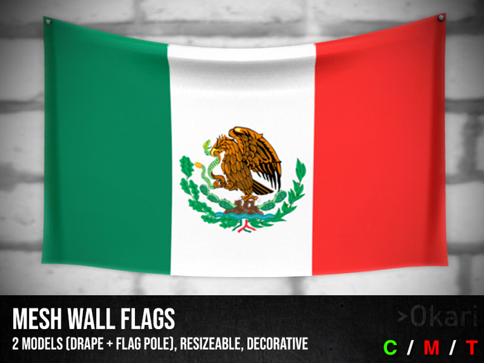 Mexico wall flags (wall flag pole and drape)