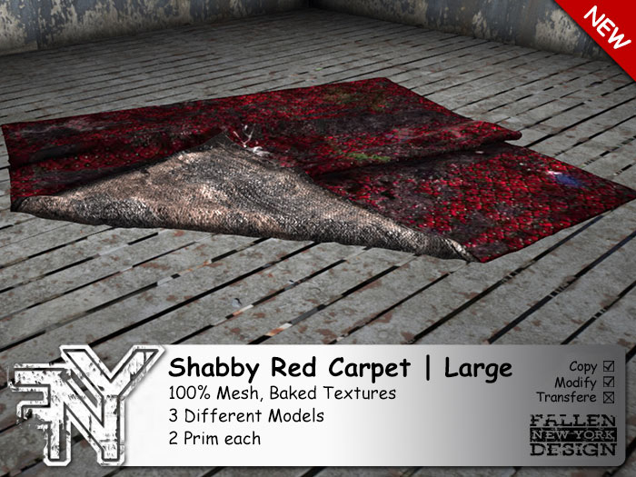 :FNY: Designs - Shabby Red Mesh Carpet / Rug Set - Large