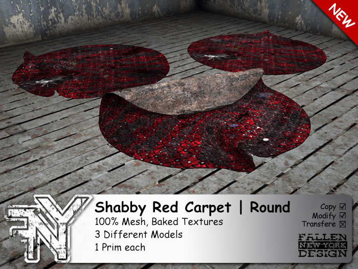 :FNY: Designs - Shabby Red Mesh Carpet / Rug Set - Round