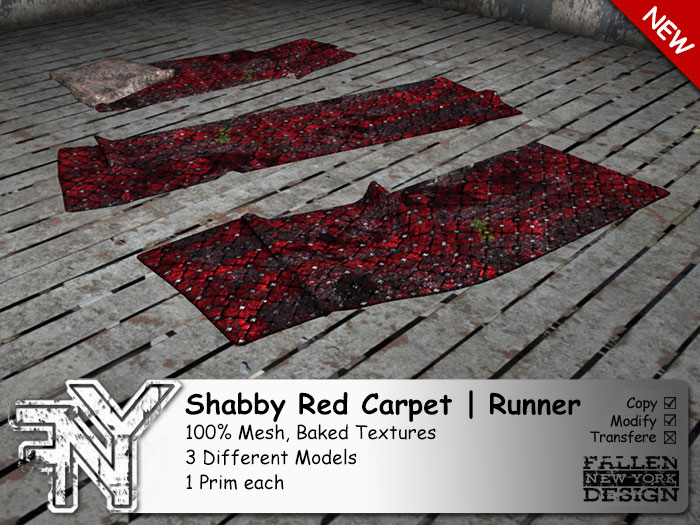 :FNY: Designs - Shabby Red Mesh Carpet / Rug Set - Runner